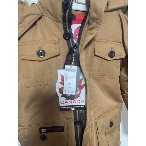 Canada Weather Gear Boys Snap-Up Full-Zip Parka Jacket Brown 5/6 Years NWT - Picture 3 of 11